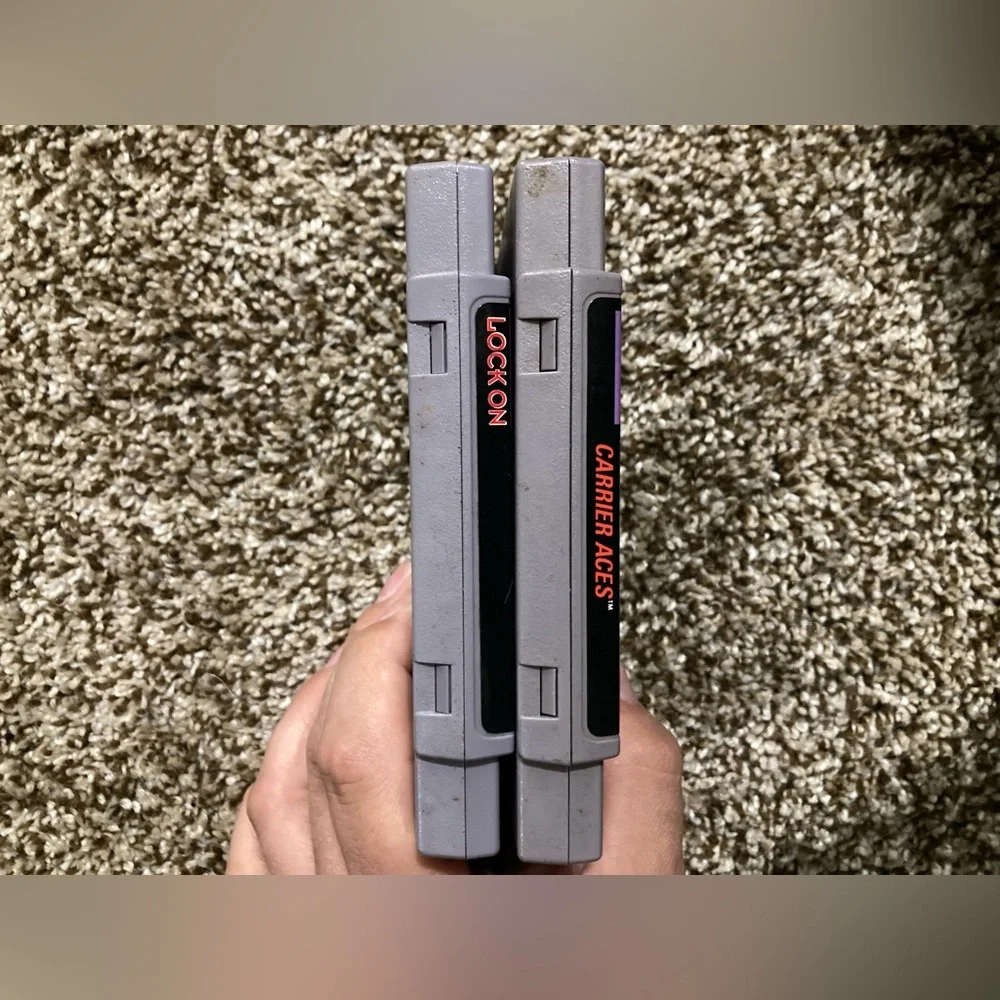 Lock On & Carrier Aces Super Nintendo Video Game Cartridges